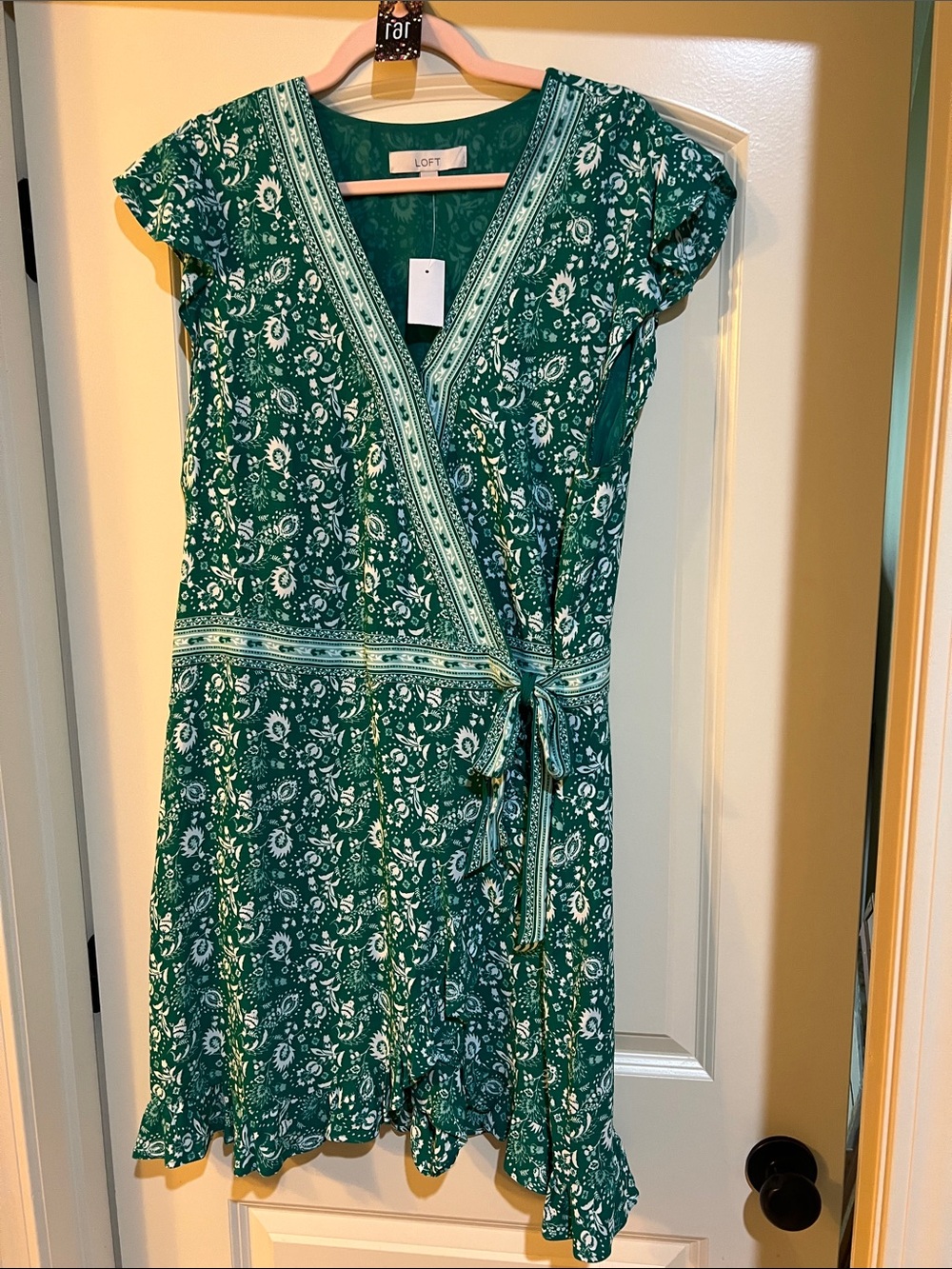 ROMPER LOFT Teal Green Floral Wrap Midi  H161